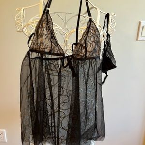 Victoria Secret unlined sheer mesh and lace babydoll